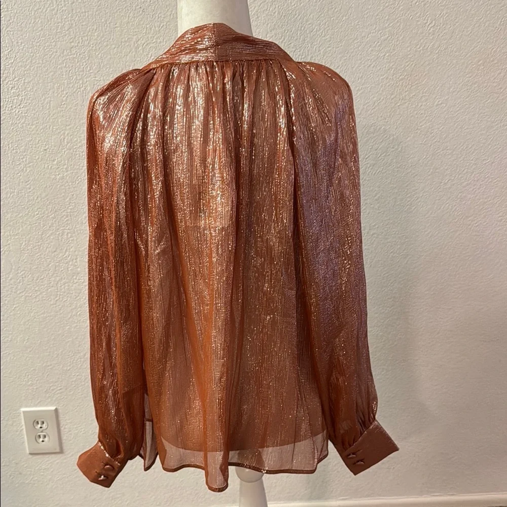 NWT Sezane Elegant Copper Sheer Blouse - Picture 3 of 4